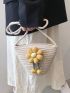 Flower Decor Straw Bag