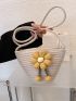 Flower Decor Straw Bag