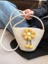 Flower Decor Straw Bag