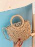 Drawstring Decor Straw Bag