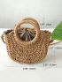 Drawstring Decor Straw Bag