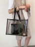 Clear Contrast Binding Shoulder Tote Bag With Inner Pouch