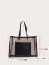 Clear Contrast Binding Shoulder Tote Bag With Inner Pouch