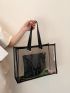 Clear Contrast Binding Shoulder Tote Bag With Inner Pouch