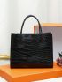 Mini Crocodile Embossed Metal Decor Square Bag