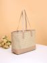 Braided Design Two Tone Straw Bag