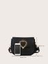 Mini Crown & Heart Decor Saddle Bag With Bag Charm