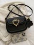 Mini Crown & Heart Decor Saddle Bag With Bag Charm