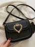 Mini Crown & Heart Decor Saddle Bag With Bag Charm