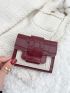 Colorblock Crocodile Embossed Small Wallet