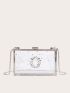 Mini Clear Rhinestone Decor Chain Box Bag