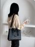 Crocodile Embossed Double Handle Square Bag