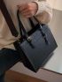 Crocodile Embossed Double Handle Square Bag