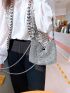 Rhinestone Decor Chain Bucket Bag