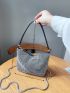 Rhinestone Decor Chain Bucket Bag