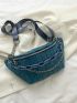 Mini Crocodile Embossed Chain Decor Waist Bag