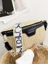 Letter Graphic Straw Bag