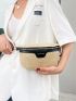 Letter Graphic Straw Bag