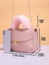 Minimalist Fluffy Detail Flap Square Bag