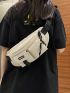 Multi-Compartment Letter Patched Detail Waist Bag