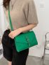 Crocodile Embossed Buckle Decor Flap Square Bag