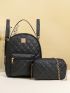 Mini 2pcs Quilted Metal Decor Backpack Set