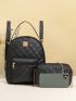 Mini 2pcs Quilted Metal Decor Backpack Set