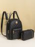 Mini 2pcs Quilted Metal Decor Backpack Set