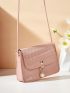 Mini Crocodile Embossed Faux Pearl Decor Flap Square Bag