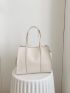 Letter Embossed Shoulder Tote Bag