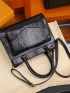 Minimalist Snake Embossed Top Handle Bag