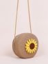 Mini Sunflower Decor Straw Bag