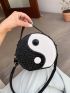 Mini Yin & Yang Design Croc Embossed Satchel Bag