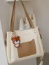 Two Tone Shoulder Tote Bag With Bag Charm