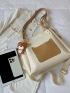 Two Tone Shoulder Tote Bag With Bag Charm