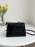 Mini Crocodile Embossed Twist Lock Flap Square Bag