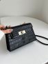 Mini Crocodile Embossed Twist Lock Flap Square Bag