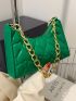 Heart Quilted Chain Baguette Bag