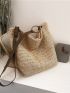 O-ring Decor Large Capacity Straw Bag