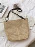 O-ring Decor Large Capacity Straw Bag