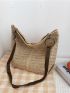 O-ring Decor Large Capacity Straw Bag