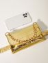 Textured Chain Decor Belt Bag