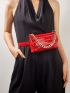 Textured Chain Decor Belt Bag