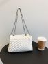 Chevron Flap Chain Square Bag