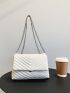 Chevron Flap Chain Square Bag