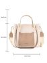 Two Tone Pocket Front Design Top Handle Bag