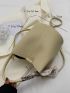 Letter & Litchi Embossed Twilly Scarf Decor Bucket Bag