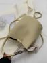 Letter & Litchi Embossed Twilly Scarf Decor Bucket Bag