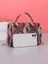 Mini Colorblock Graphic Flap Square Bag