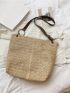 O-ring Decor Large Capacity Straw Bag